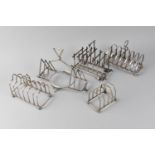 A Collection of Five Early 20th Century Silver Plated Toast Racks