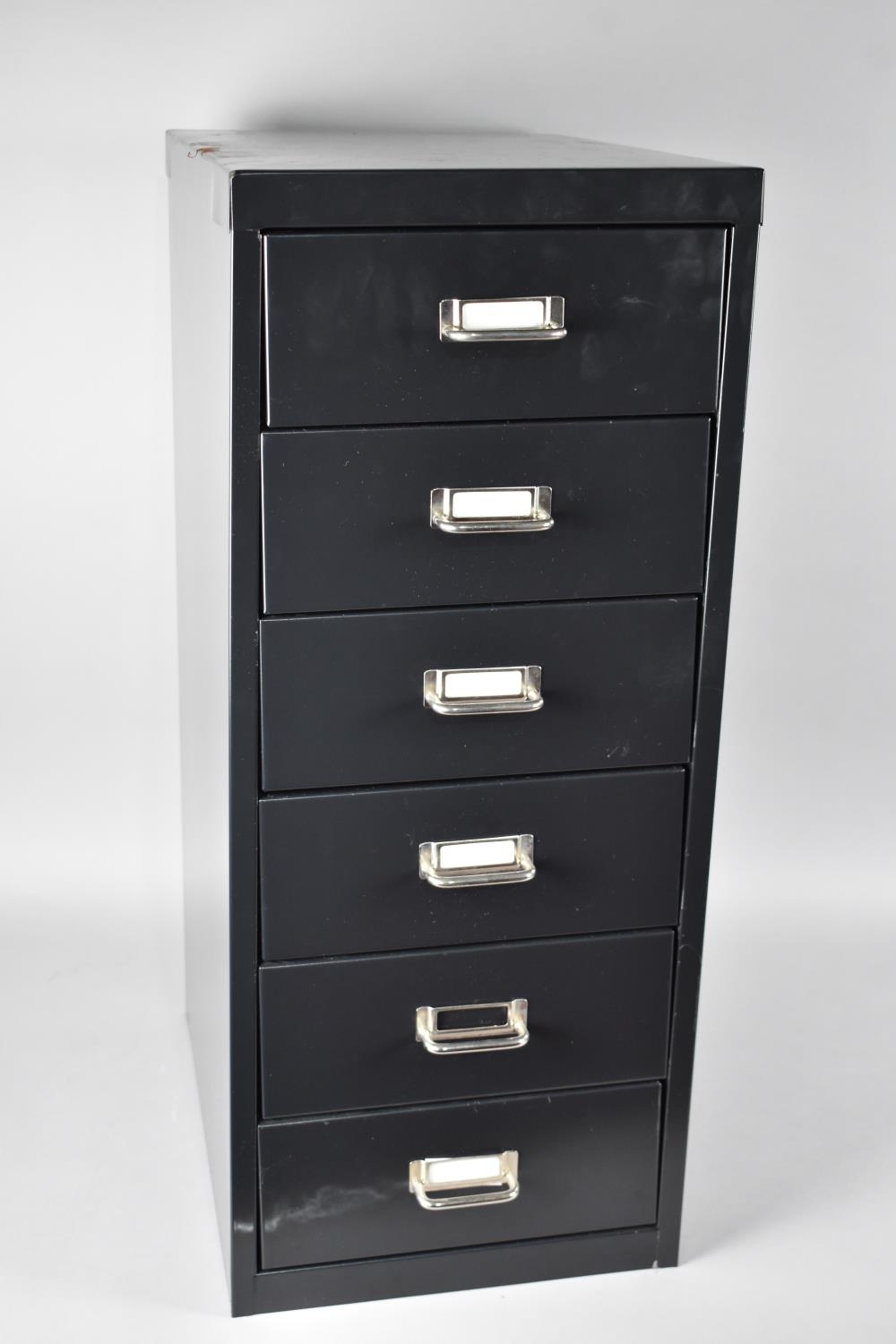 A Modern Six Drawer Metal Chest by United Office, 28cms Wide and 67cms High