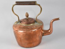 A Vintage Copper Kettle with Acorn Finials, 27.5cm High