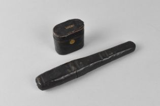 A Late Victorian Leather Cased Two Division Vesta, the Hinged Lid Inscribed 'Light' together with