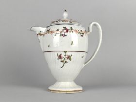 An 18th Century English Floral Decorated Coffee Pot Supported on Wrythen Pedestal Base, 21cm