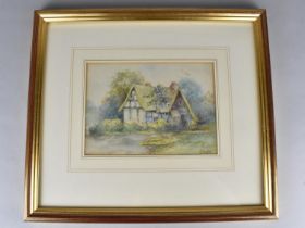 R H Austin (1890-1955), Watercolour, "A Cottage Near Pershore", Subject 22x15cm, Framed and