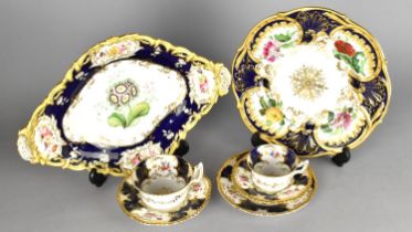A Collection of 19th Century English Porcelain to Comprise Coalport Batwing Cups and Saucers, a Hand