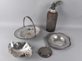 A Collection of Various Silver Plate to include Cruet Set, Soda Syphon Etc