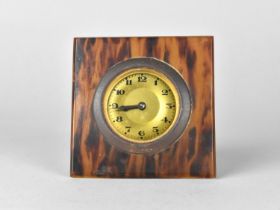 An Edwardian Tortoiseshell Mantel Clock of Square Form, Movement in Need of Attention, 9.5cms Square