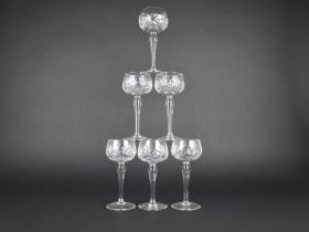 A Set of Six Cut Glass Hock Glasses (Some Condition Issues)