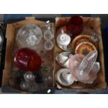 Two Boxes of Various Glassware and Ceramics to Comprise Pedestal Glass, Drinking Glasses, Teawares