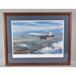 A Framed Limited Edition Ronald Wong British Airways Concorde Print, "Gathering Speed", Signed in