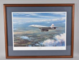 A Framed Limited Edition Ronald Wong British Airways Concorde Print, "Gathering Speed", Signed in