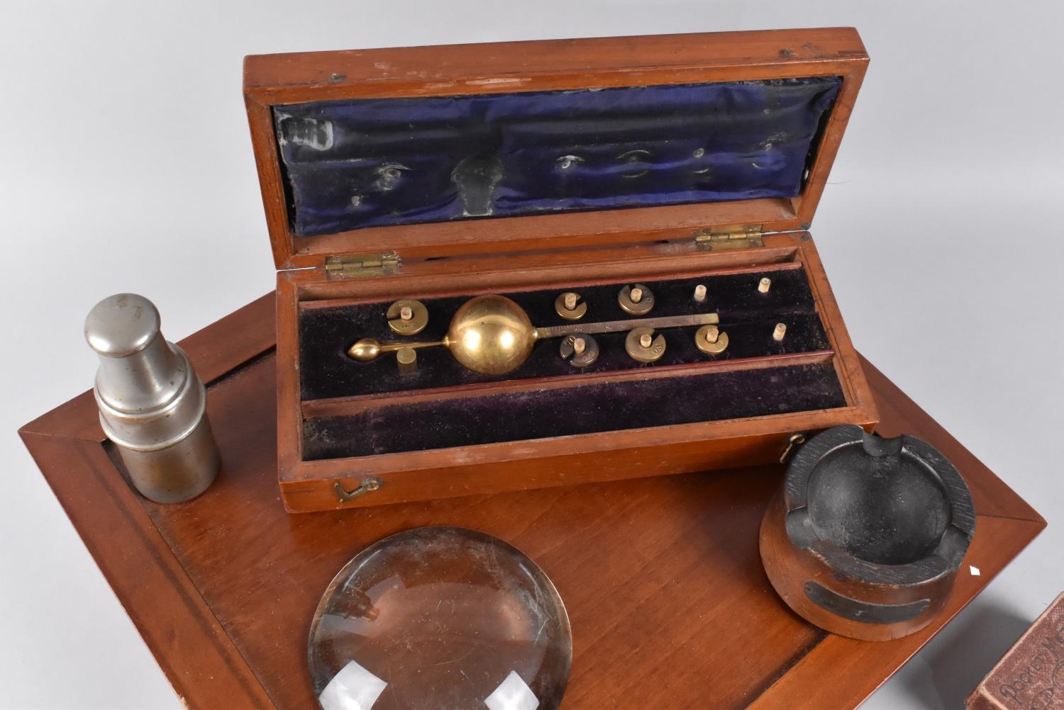 A Modern Mahogany Fitted Box with Hinged Lid Containing Cased Hydrometer, Volt Meter, Pressure Meter - Image 2 of 2