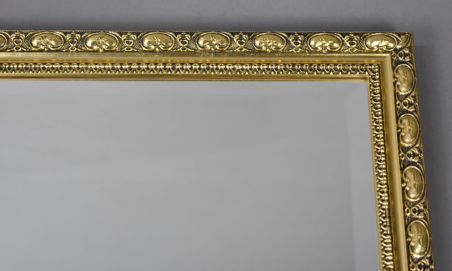A Modern Bevel Edged Gilt Framed Rectangular Wall Mirror, 93x62cms Overall - Image 2 of 2