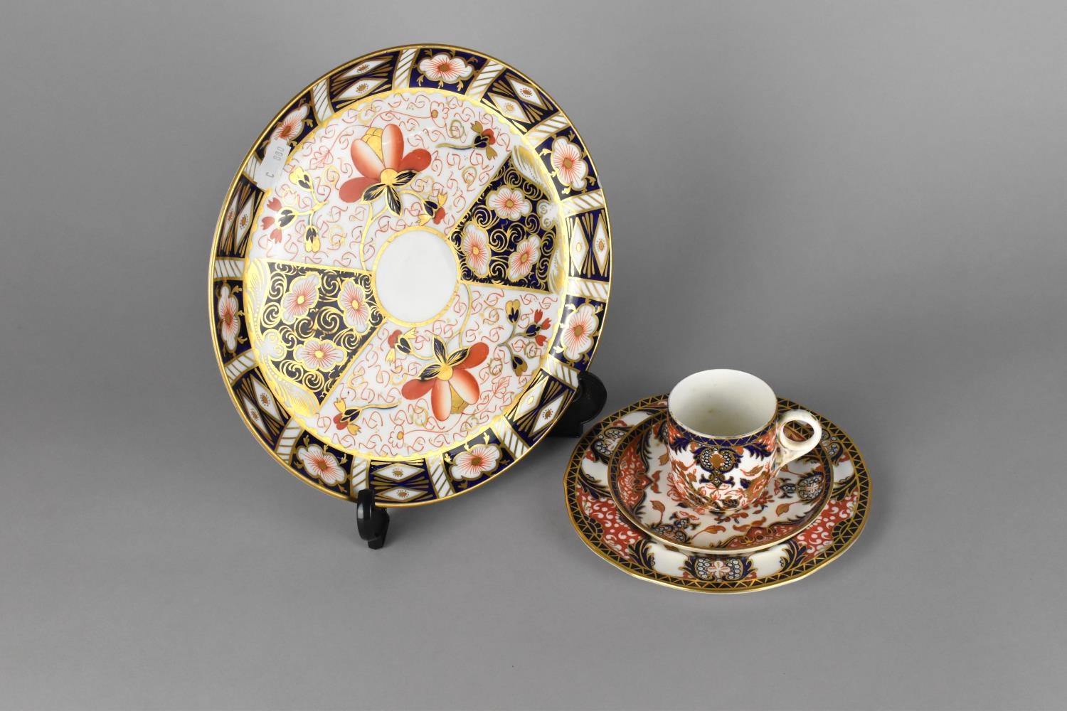 A Royal Crown Derby Kings Pattern (383) Coffee Trio Comprising Coffee Can, Saucer and Side Plate
