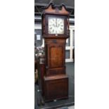 A 19th Century Oak and Mahogany Long Case Clock with Painted 14" Dial for Jackson of Lancaster,