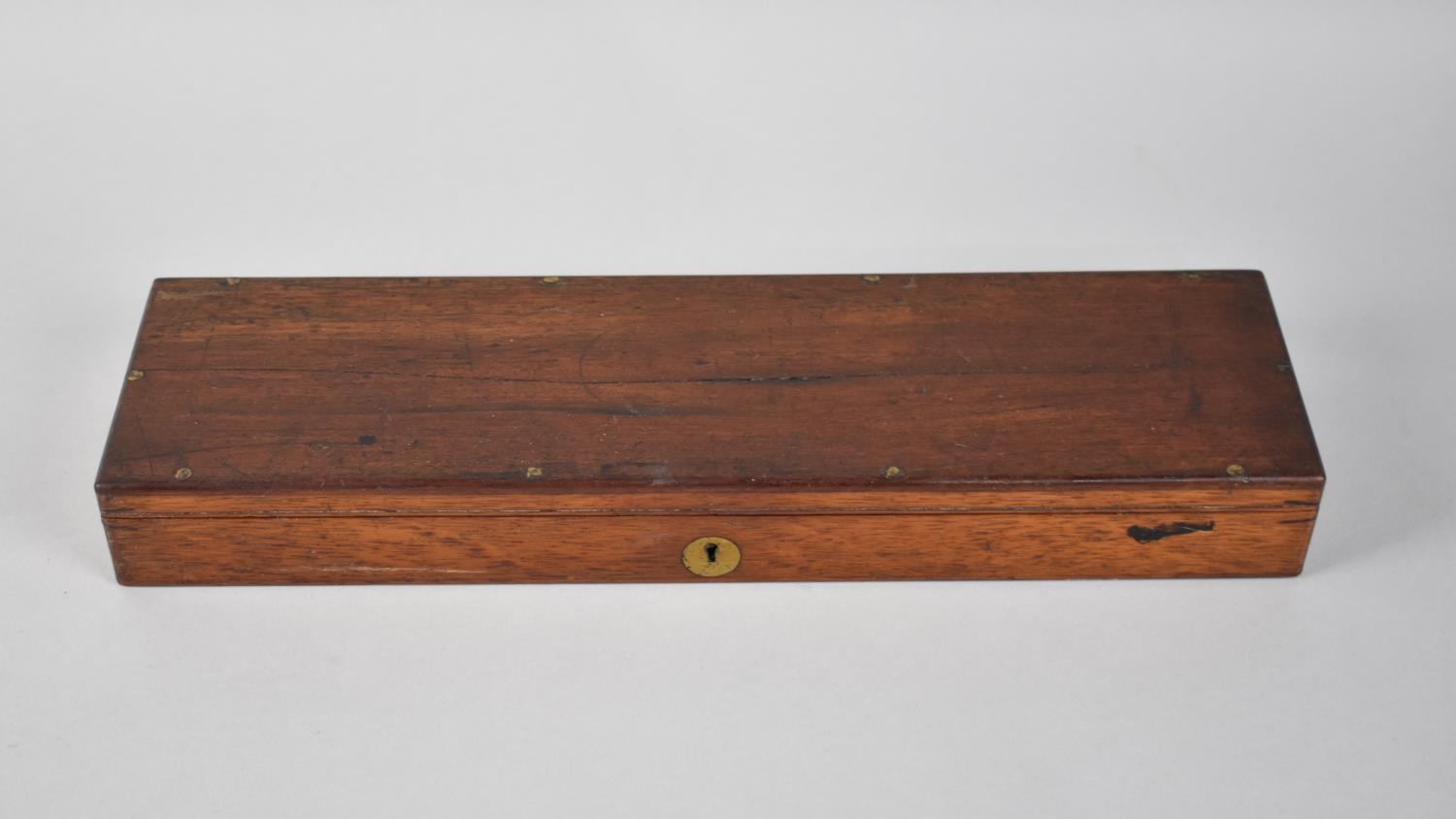 A Late Victorian/Edwardian Mahogany Box Containing Wooden 12" Rulers, 34cms Wide - Image 2 of 2