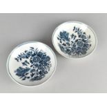 A Pair of 18th Century Worcester Blue and White Fence Pattern Dishes, 12.5cm diameter