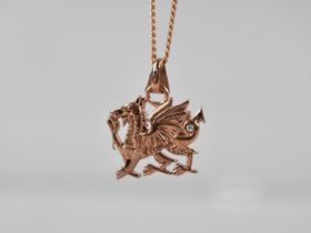 A Clogau 9ct Rose Gold Pendant on Chain, Welsh Dragon with Diamond Embellishment, 5.5gms, Complete