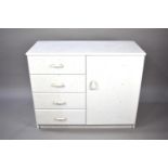 A Pine White Painted Modern Kitchen Cabinet with Cupboard and Four Short Drawers, 91cms Wide