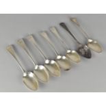 A Collection of Seven Various Georgian and Victorian Silver Table Spoons, 265g