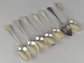 A Collection of Seven Various Georgian and Victorian Silver Table Spoons, 265g