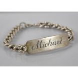 A Vintage Silver Identity Bracelet, Michael, 39gms, Birmingham 1984