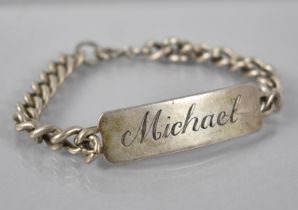 A Vintage Silver Identity Bracelet, Michael, 39gms, Birmingham 1984