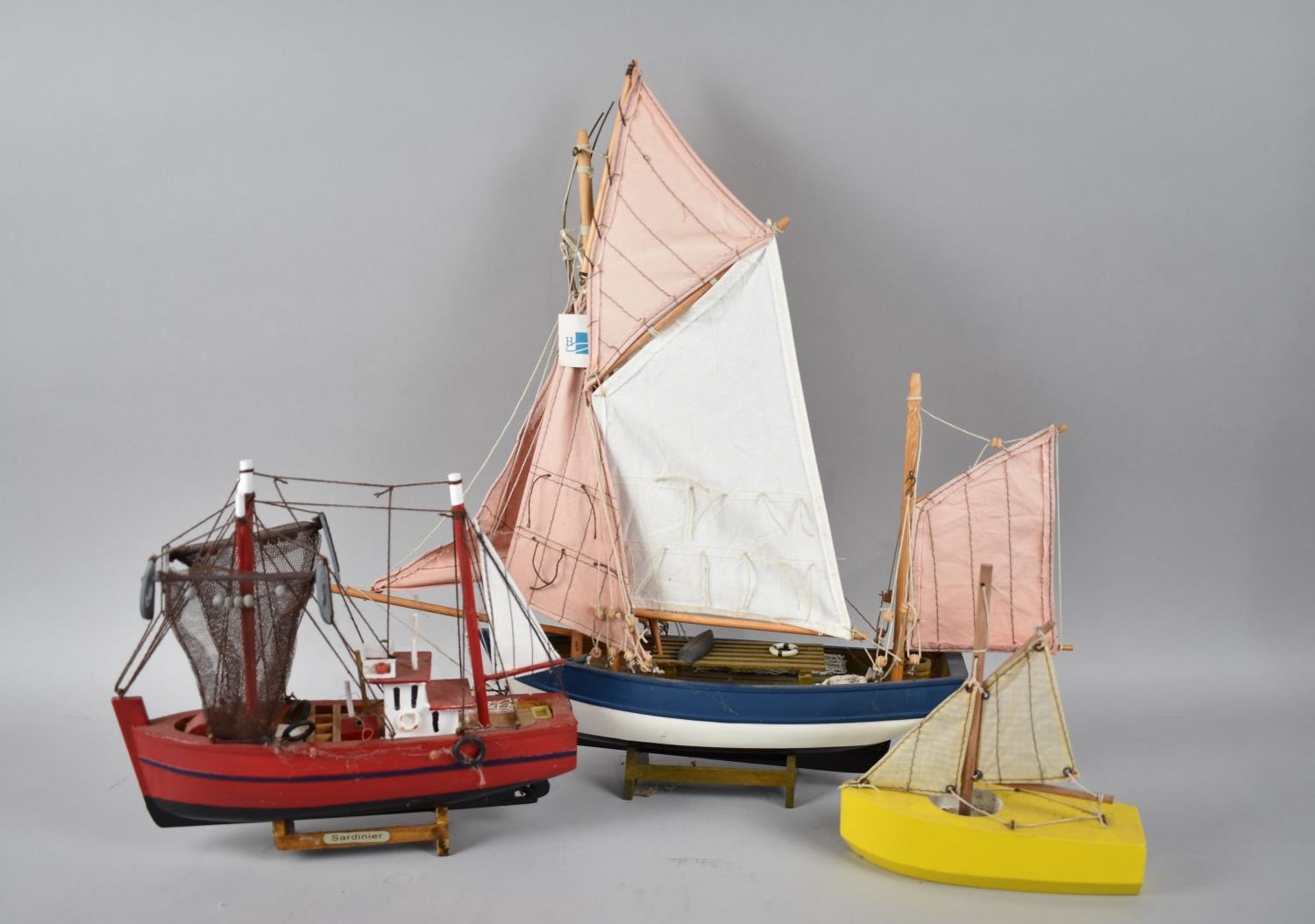 Three Modern Wooden Models of Fishing Boats