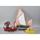 Three Modern Wooden Models of Fishing Boats