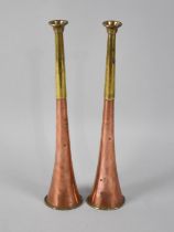 A Pair of Copper and Brass Hunting Horns, 26cms Long