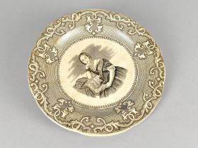 A 19th Century Transfer Printed Staffordshire Pottery Plate Decorated with the Young Queen Victoria,