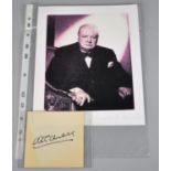 A Reproduced Photograph of Winston Churchill together with Autograph on Paper