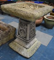 A Reconstituted Stone Garden Bird Bath, 52cm high