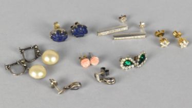 Eight Pairs of Various Silver Earrings