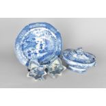 A Collection of Early/Mid 19th Century English Blue and White to Comprise C.1835 Plate Decorated