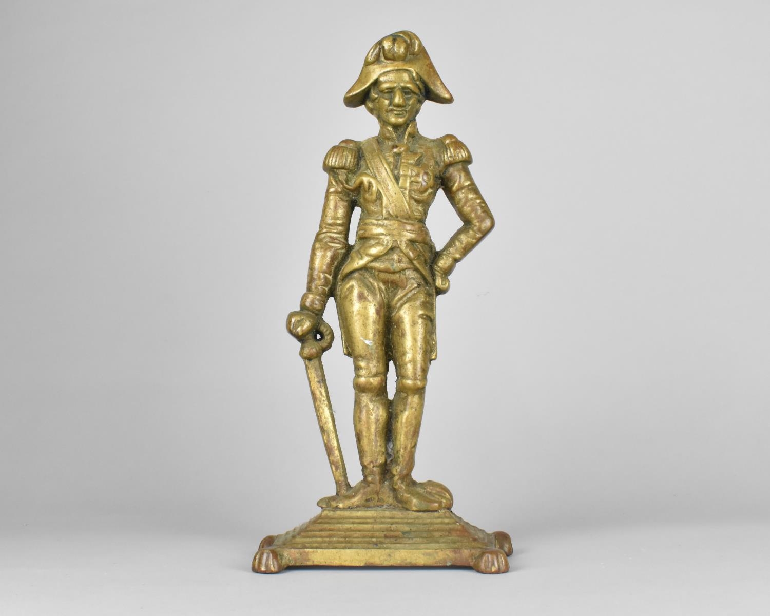 A Cast Brass Door Porter in the From of The Duke of Wellington, 33cms High