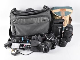 A Modern Camera Bag Containing Nikon D610 Digital Camera together with Three Nikon Lenses Etc
