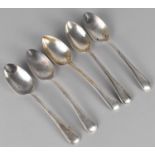 A Set of Five Victorian Silver Teaspoons by J. W. & Co., 131g