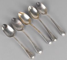 A Set of Five Victorian Silver Teaspoons by J. W. & Co., 131g