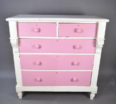 A Late Victorian Painted Pine Chest of Two Short and Three Long Drawers, 119cms Wide
