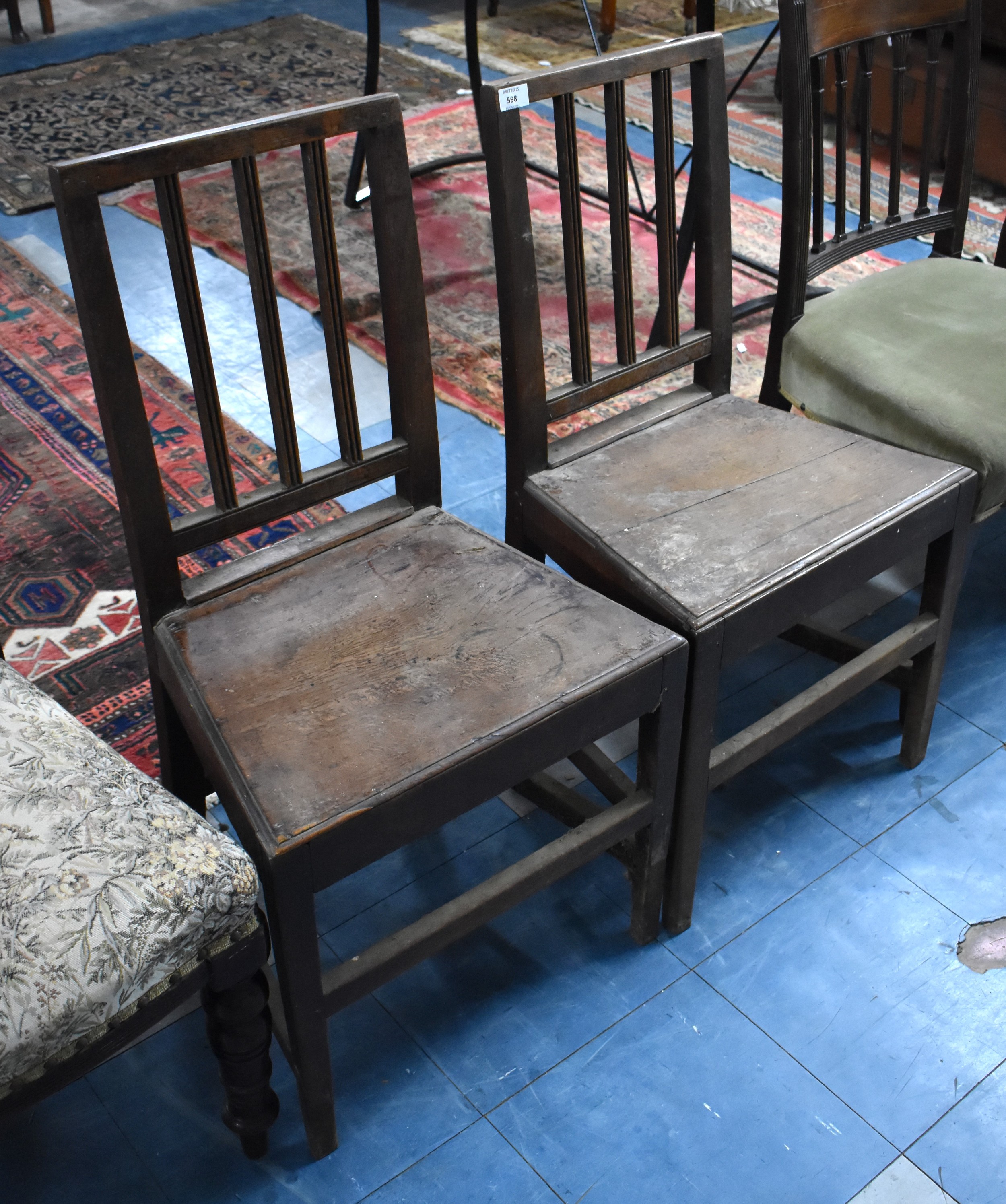 Two 19th Century Oak Hall Side Chairs