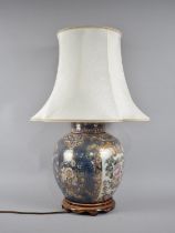 A Modern Chinese Ceramic table Lamp, Base in the Form of a Floral Decorated Ginger Jar, Complete
