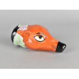 A Staffordshire Type Fox Mask Stirrup Cup, 12cm long