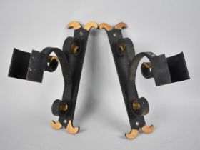 Two Repainted Wrought Iron Fire Extinguisher Brackets 27cms High