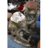 Two Reconstituted Stone Garden Ornaments, Anthropomorphic Pigs, 54cm high