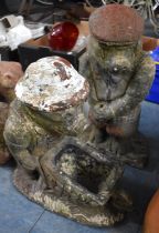 Two Reconstituted Stone Garden Ornaments, Anthropomorphic Pigs, 54cm high