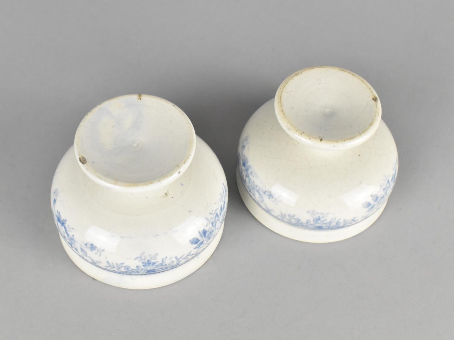 A Pair of 19th Century English Pottery Blue and White Transfer Printed Salts, 6cm high - Image 2 of 2