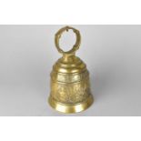 A Reproduction Brass Bell with Ring Handle, 21.5cms High