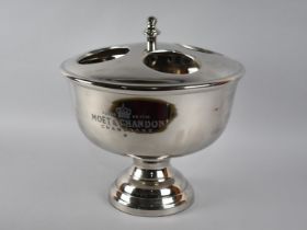 A Reproduction Silver Plated Moet and Chandon Four Bottle Champagne Cooler of Circular Form, 36cms