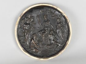 A Circular Cast Bronze Plaque in the Elkington Style, Depicting Classical Maidens, 21.5cms Diameter