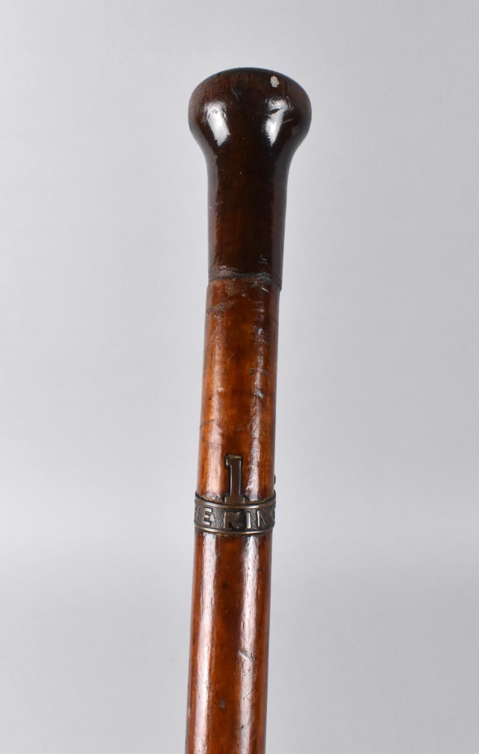 A Vintage Military Pacing Stick with Badge for No.1 The Kings Regiment, 87cms High