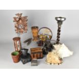 A Collection of Various Items to Comprise Cuckoo Clock, Chinese Archaic Item, Barley Twist Lamp Base